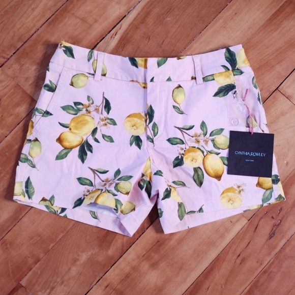Anthropologie Pants - NWT Cynthia Rowley Pink Lemon Print Shorts Size 2